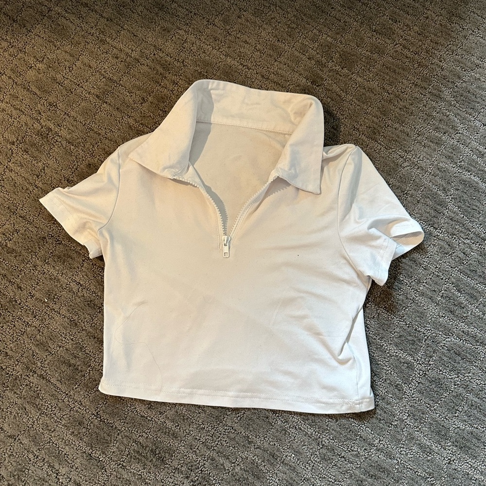 Never Worn Crop Zip Up Polo